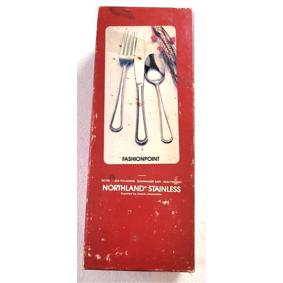 Oneida Fashionpoint Northland Stainless Flatware 46pc Set w/ Red Box Vintage 70s - Picture 4 of 7